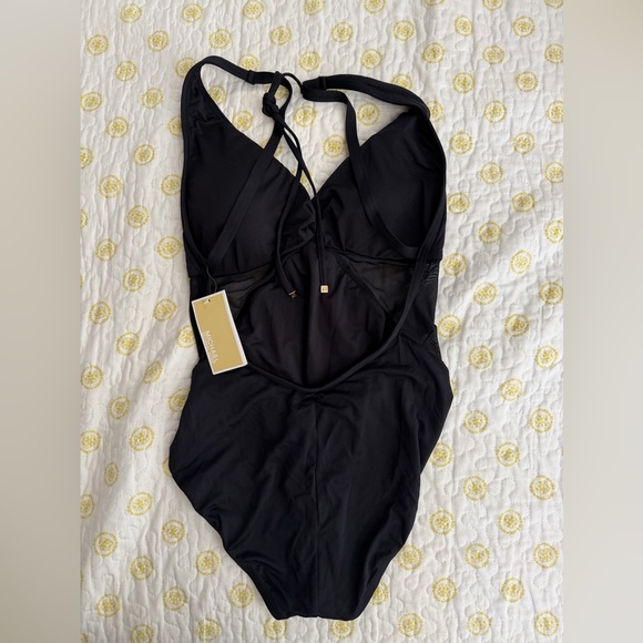Michael Kors Black Twist-Front One-Piece Swimsuit - Picture 3 of 4